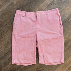 LRL Lauren Active‎ Ralph Lauren Women’s Size 10 Pink White Stripe Bermuda Shorts